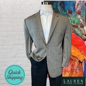 Ralph Lauren LRL Mens 52R Brown Houndstooth Casual Blazer Sport Coat